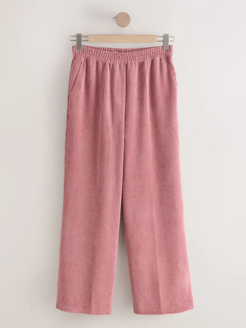 Next - Pantalons Amples en velours côtelé doux Rose Hot
