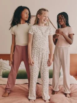 Next Rose à petites fleurs - Lot de 3Joggings pyjama (3-16ans) Hot