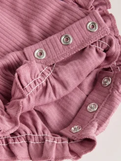 Next Rose à pois et rayures tonales - Lot de 4 barboteuses à épaules volantées pour bébé Online