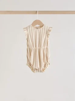 Next Rose à pois et rayures tonales - Lot de 4 barboteuses à épaules volantées pour bébé Online