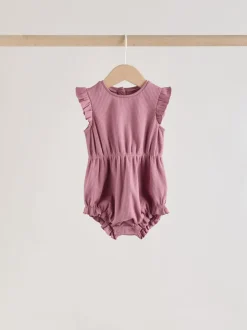 Next Rose à pois et rayures tonales - Lot de 4 barboteuses à épaules volantées pour bébé Online