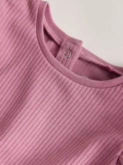 Next Rose à pois et rayures tonales - Lot de 4 barboteuses à épaules volantées pour bébé Online