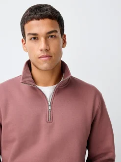 Next - Quart de zip - Sweat-shirt en jersey riche en coton Rose Online