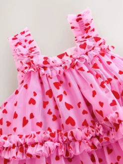 Next Rose - Robe de fête en maille à volants cœur (3-16ans) Clearance