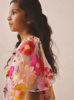 Next Rose - Robe d’occasion à fleurs brodée 3D (3-16ans)