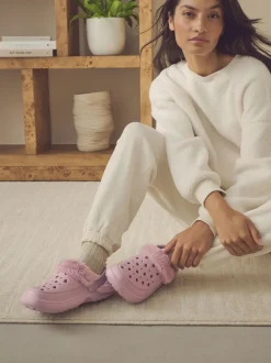 Next Rose - Sabots doublés de fausse fourrure chaussons femme