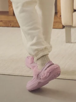 Next Rose - Sabots doublés de fausse fourrure chaussons femme