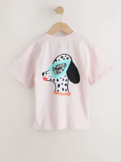Next Rose avec chien - T-shirt Kendra Dandry oversize (3-16ans) New