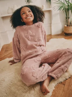 Next Rose avec nœud - Ensemble pyjama en jacquard en polaire 2 pièces (2-16ans) Outlet