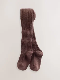 Next Rose baie rouge et marron chocolat - Lot de 3 collants en torsades de coton riche Online