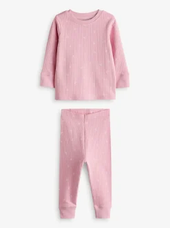 Next Rose/ Blanc Ditsy - Pyjama Rib Se blottir 3 Pack (9mois-12ans) Discount