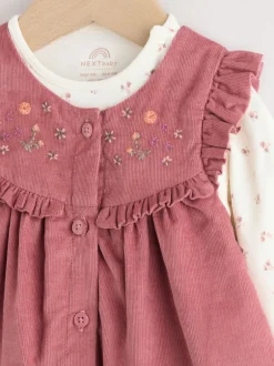 Next - Ensemble body et collants à manches longues en velours côtelé pour bébé (0mois-2ans) Rose brodé Discount