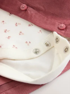 Next - Ensemble body et collants à manches longues en velours côtelé pour bébé (0mois-2ans) Rose brodé Discount