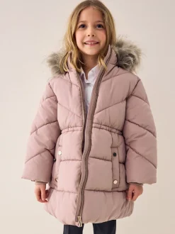 Next Rose caramel - Manteau matelassé bordé de fausse fourrure Résistant à la douche (3-16ans) Online