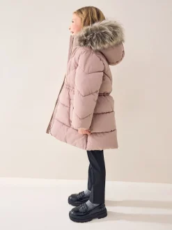 Next Rose caramel - Manteau matelassé bordé de fausse fourrure Résistant à la douche (3-16ans) Online