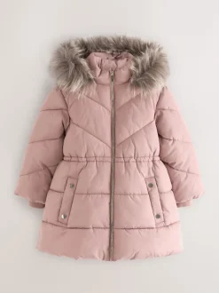 Next Rose caramel - Manteau matelassé bordé de fausse fourrure Résistant à la douche (3-16ans) Online