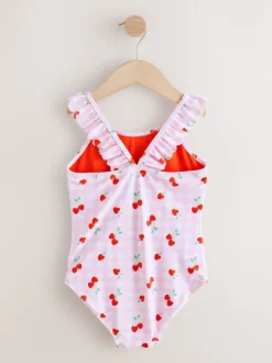 Next Rose cerise vichy - Maillot de bain à volants (3-16ans) Sale