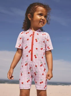 Next - Maillot de bain Sunsafe (3mths-10yrs) Rose cerise vichy Best