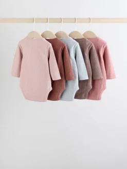 Next Rose chocolat - Lot de 5 bodies bébé à manches longues Online
