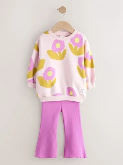 Next Rose clair à fleurs - Ensemble sweat et legging évasé (3mois-7ans) Best