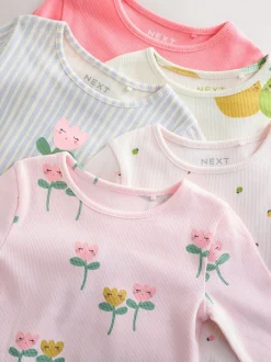 Next Rose clair - Lot de 5 hauts côtelés à manches longues (3mois-7ans) Discount