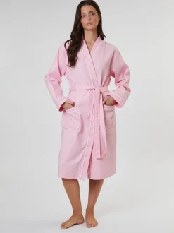 Loungeable - Peignoir gaufré 100% coton Rose clair Hot