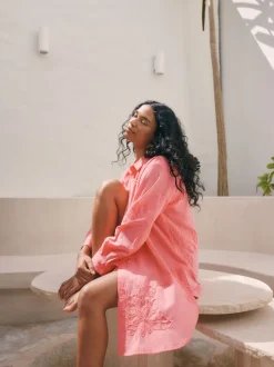 Next Rose corail - Chemise texturée Cornelli Outlet