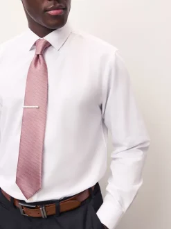 Next - Cravate texturée avec pince à cravate Rose corail New