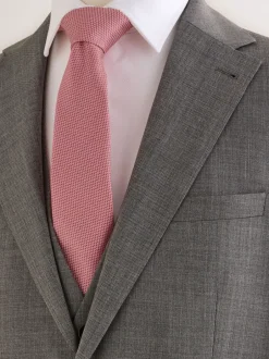 Next - Cravate texturée avec pince à cravate Rose corail New