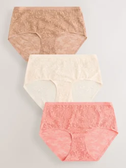 Next Rose corail - Dentelle sur l’ensemble Pas de VPL Slips 3 Lot Online