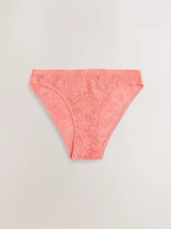 Next Rose corail - Dentelle sur l’ensemble Pas de VPL Slips 3 Lot