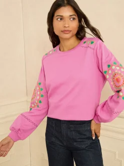 Love & Roses Rose Cœur Ric Rac - Sweat-shirt brodé Sale