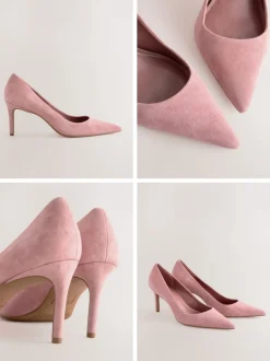 Next - Chaussures de milieu de terrain en cuir Rose en daim rose Hot