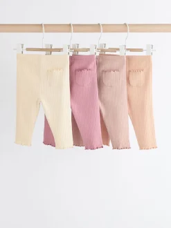 Next - Paquet de jambières pour bébé 4 (0mois-2ans) Rose en maille côtelée Best