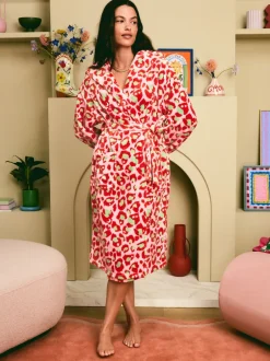 Eleanor Bowmer Rose et vert - Peignoir en polaire imprimé léopard Clearance