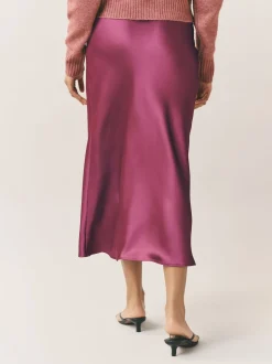 Next - Jupe Midi Satin Rose foncé Clearance