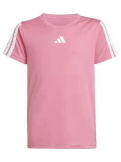 adidas - T-shirt Training Essentials 3Rayures enfant Rose foncé Hot