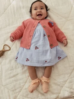 Next Rose fraise - Cardigan à dos brodé bébé (0mois-2ans)