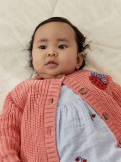 Next Rose fraise - Cardigan à dos brodé bébé (0mois-2ans)