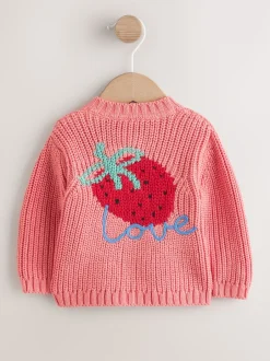 Next Rose fraise - Cardigan à dos brodé bébé (0mois-2ans)