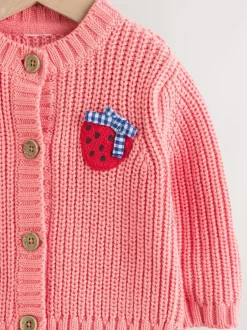 Next Rose fraise - Cardigan à dos brodé bébé (0mois-2ans)