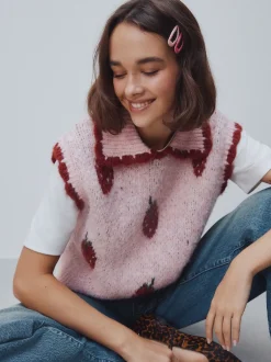 Next Rose fraise - Débardeur sans manches en maille avec laine Discount