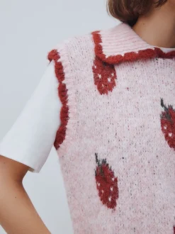 Next Rose fraise - Débardeur sans manches en maille avec laine Discount