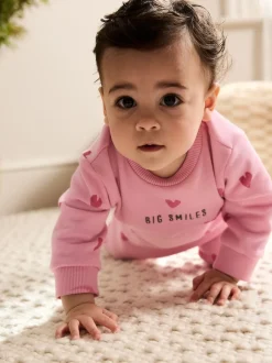 Next Rose imprimé cœur - Barboteuse bébé en jersey (0mois à3ans)