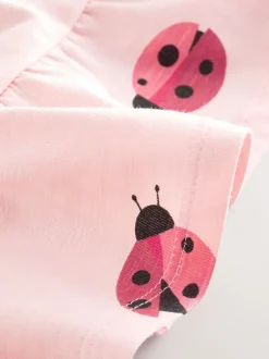 Next - T-shirt péplum à manches courtes (3mois-7ans) Rose motif coccinelles