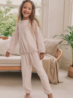 Next - Pyjama en laine polaire (9mths-16yrs) Rose motif cœur à sequins Best