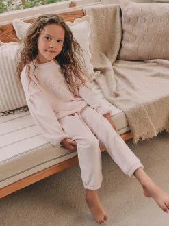 Next - Pyjama en laine polaire (9mths-16yrs) Rose motif cœur à sequins Best