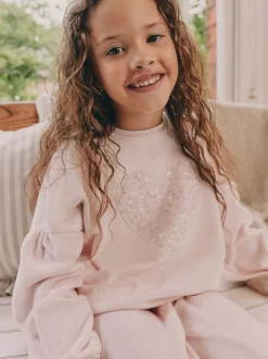 Next - Pyjama en laine polaire (9mths-16yrs) Rose motif cœur à sequins Best