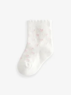 Next Rose motif cœur et rayures - Lot de 5 chaussettes pour bébé (0mois-2ans) Outlet