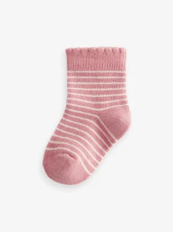 Next Rose motif cœur et rayures - Lot de 5 chaussettes pour bébé (0mois-2ans) Outlet